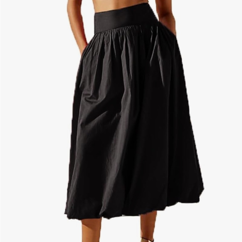 Classy Midi Bubble Skirt - Black - Picture 2 of 2